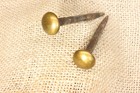 2 Old Picture Nails Victorian Large Brass Head Painting Hanger Vintage 1800   s