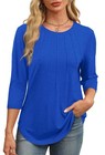 Xieerduo Women s Round Neck Work Blouse Long Sleeve Shirt  Blue Xl