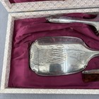 Vintage International Sterling Silver Hand Mirror Hair Brush Comb Vanity Set Box