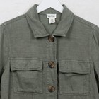 Nicole Miller Linen Lyocell Utility Jacket Green Cargo Boho Retro Military Sz M