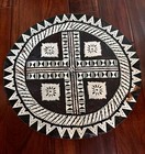  b   2 Vtg Tapa Bark Cloth Semicircle Pcs 19 5    Diameter Fiji  Hawaii  Polynesia