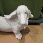 Large Basset Hound Dog Resin White Figurine Statue  paint Me   New