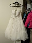 Oleg Cassini Tea Length Wedding Dress  Ivory  Size 10  Beaded Details
