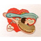 Vintage Mechanical Valentine Card     Brush Hairbrush Reveal  1940s