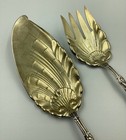 Gorham Shell Serving Set Knife   Fork Sterling Silver Gold Wash Versailles
