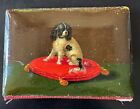 Lovely Antique Hand Painted Needle Book Cavalier Spaniel   English   Circa 1870