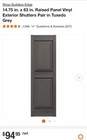 14 75 In  X 63 In  Raised Panel Vinyl Exterior Shutters Pair In Tuxedo Grey