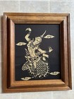 Vintage Painting On Silk Thai Asian Dancing Wall Art Gold On Black Framed