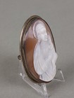 Antique Italy Carved Shell Cameo Virgin Mary Madonna   Jesus Brooch  800 Silver 