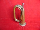 Vintage Brass   Copper Bugle Horn Chain Mouthpiece Military Cavalry Style