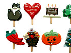 Cake Toppers Holiday Decorations Handmade Hand Painted Glazed Lot Of 11 Assorted