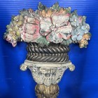 Antique Vintage Brass Dble Candlestick Light Lamp Sconce Floral Basket Victorian