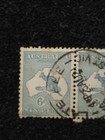 Australian Roo Stamp - 6d Ultramarine Pair  Superd Cancellation- Late Fee