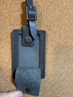 New Tumi Grey Leather Luggage Name Tag With Gunmetal Buckle