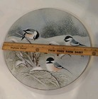 Norman Brumm Vintage Enamel On Copper Winter Chickadee Birds Plate Dish 8 3 8 