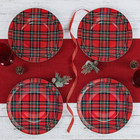 Mikasa Tartan Red 24-piece Holiday Bone China Dinnerware Set Service For 8 New