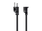 3-prong Extension Cord - 2 Feet - Black   Nema 5-15p To Nema 5-15r  16awg  13a