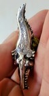 Antique Vintage Sterling Silver Alligator Shape Pin Cushion Sewing 925