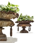 Pair Of Vintage Cast-iron Table-top Garden Urns vases  20th Century