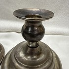 Vintage Pair Silver Plated Candlesticks Taper Candle Holders 5 wide  X 4 5  Tall
