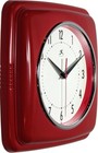Retro Kitchen Wall Clock Silent Vintage Style Red 9  Square Lightweight Plastic