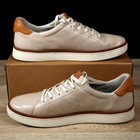 Kizik Sonoma Shoes Mens Size 14 Beige Brown White Leather Handsfree Sneakers