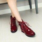 Gothic Women s Patent Leather Ankle Boots Shoes Riding Party Lace Up Brogue Lady
