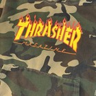 Thrasher Y2k Vintage Camo Hoodie Long Sleeve Green Skateboarding Style Size M
