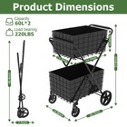 Shopping Cart With Wheels Foldable  Double-layer Basket With 360   Swivel Casters