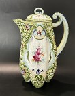Antique Nippon Moriage Chocolate Pot Hand Painted Floral Art Nouveau Unmarked 9 