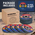 Workpro 10pcs Flap Disc 4-1 2 x7 8 t29 Zirconia Abrasive Sanding Disc 60grits