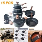 15 Piece Hammered Cookware Set Nonstick Granite Coated Pots And Pans Set