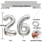 Large Silver 26 Number Balloons  40 Inch Jumbo Number 26 Balloon  Silver Foil   