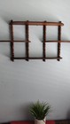 Vintage Mahogany Wood Three Tier Wall Hanging Shelf Display Rack With Spindles
