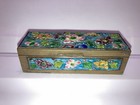 Vintage Antique Chinese Cloisonne Enamel Brass Floral Stamp Trinket Pill Box