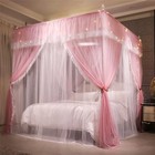 Bed Canopy Curtain Double Layer 4 Corners Princess Mosquito Net Full Vethin Post