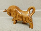 Vintage Wood Carved Bull Sculpture Folk Art Statue  