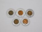 5 Vtg Good Luck Mostly Encased Wheat Penny Tokens 1937 1949 1953 1954 1963