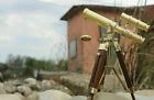 Nautical Brass Marine Mini Double Barrel Telescope With Wooden Tripod Stand Gift
