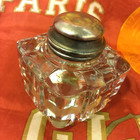 Antique Lead Crystal Inkwell With Sterling Silver     Hinged Lid C1920 