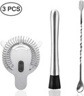 Senhai Stainless Steel Cocktail Muddler  Spiral Mixing Spoon   4-prong Silver 