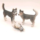 Schleich Husky Family Lot Of 3  2007 Dog Wolf Figures  Male  Female    Puppy 