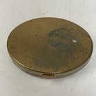 Vintage Mother Of Pearl Compact Powder W  Mirror Brass Oval Pillbox