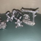 Vintage Lot Pewter Figurines  Bears And Clown Fire Truck Detailed Some Signed