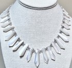 Wonderful Antique vintage Carved Lustrous White Mother Of Pearl Woven Necklace