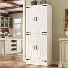 71  Tall Kitchen Pantry Storage Cabinet With 4 Barn Doors And Drawer And Shelves