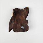 Vintage Hand Carved Wood Mask Dark Stain Wall Hang Decor