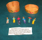  4  Sets Of 6 Guatemalan Worry Dolls trouble Dolls In Wooden Box -24 Dolls Total