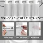 1pc Waffle Double Woven Shower Curtain  No Hook  Clear Top Window Hookless Showe
