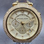 Michael Kors Parker Watch Women 39mm Champagne Dial Gold Tone Date New Battery